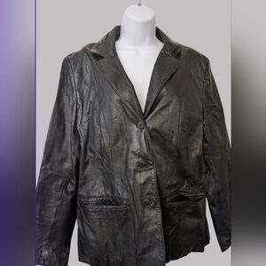 Timeless & Tailored: Daniel Black Leather Blazer Jacket